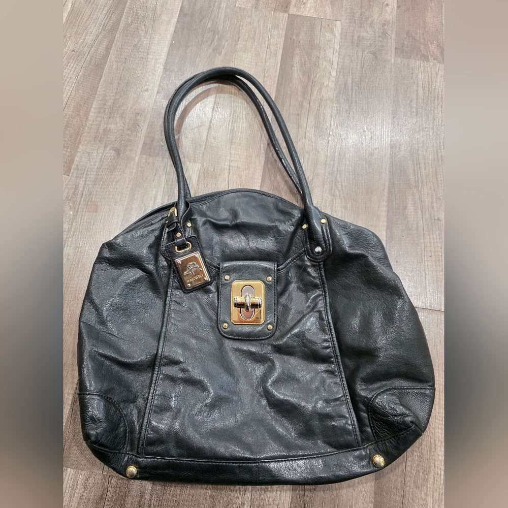 B. Makowsky Black Leather Shloulder Hobo Bag Pebbled Oiled Designer Y2k
